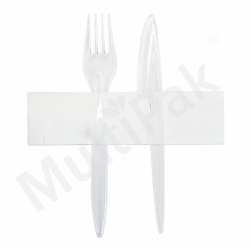 Sztućce - transparent widelec,nóż + serwetka
